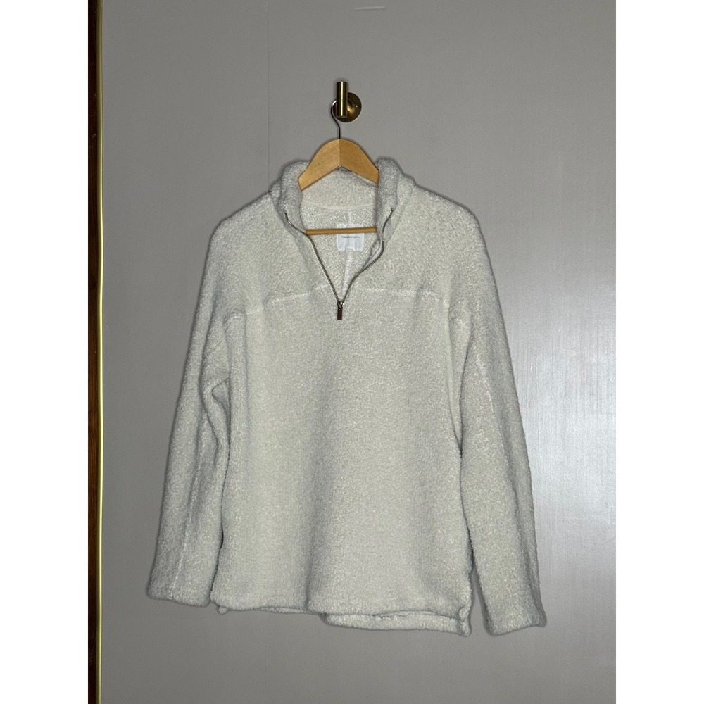 Thread & Supply Ivory Sherpa Fleece Quarter Zip Pullover TSJKX5950 Ivory Mens M
